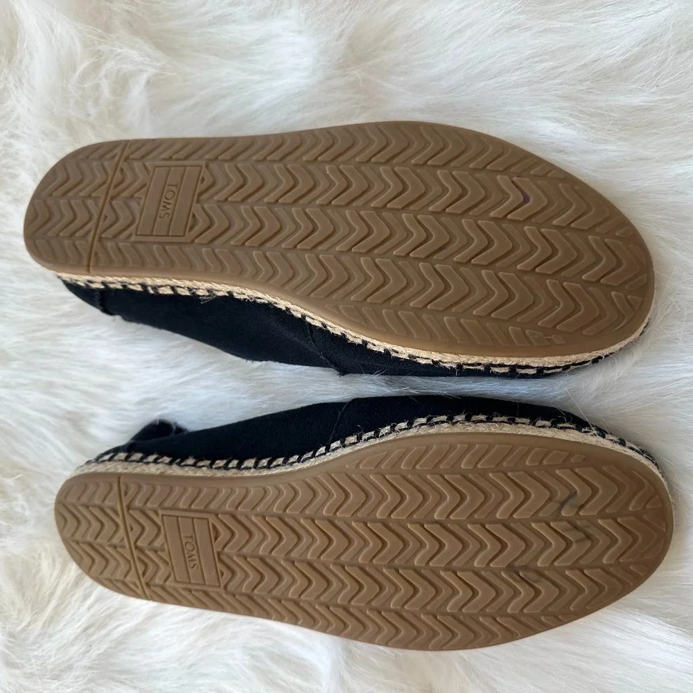 Toms Shoes Espadrilles Suede Tassels Deconstructed Alpargata Blue Sz 8 #10011719